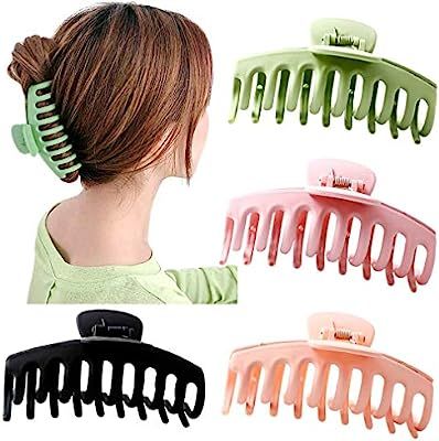 Big Claw Clips 4 Inch Nonslip Hair Clip Banana Large matte rubber for Women and Girls Think Curly... | Amazon (US)