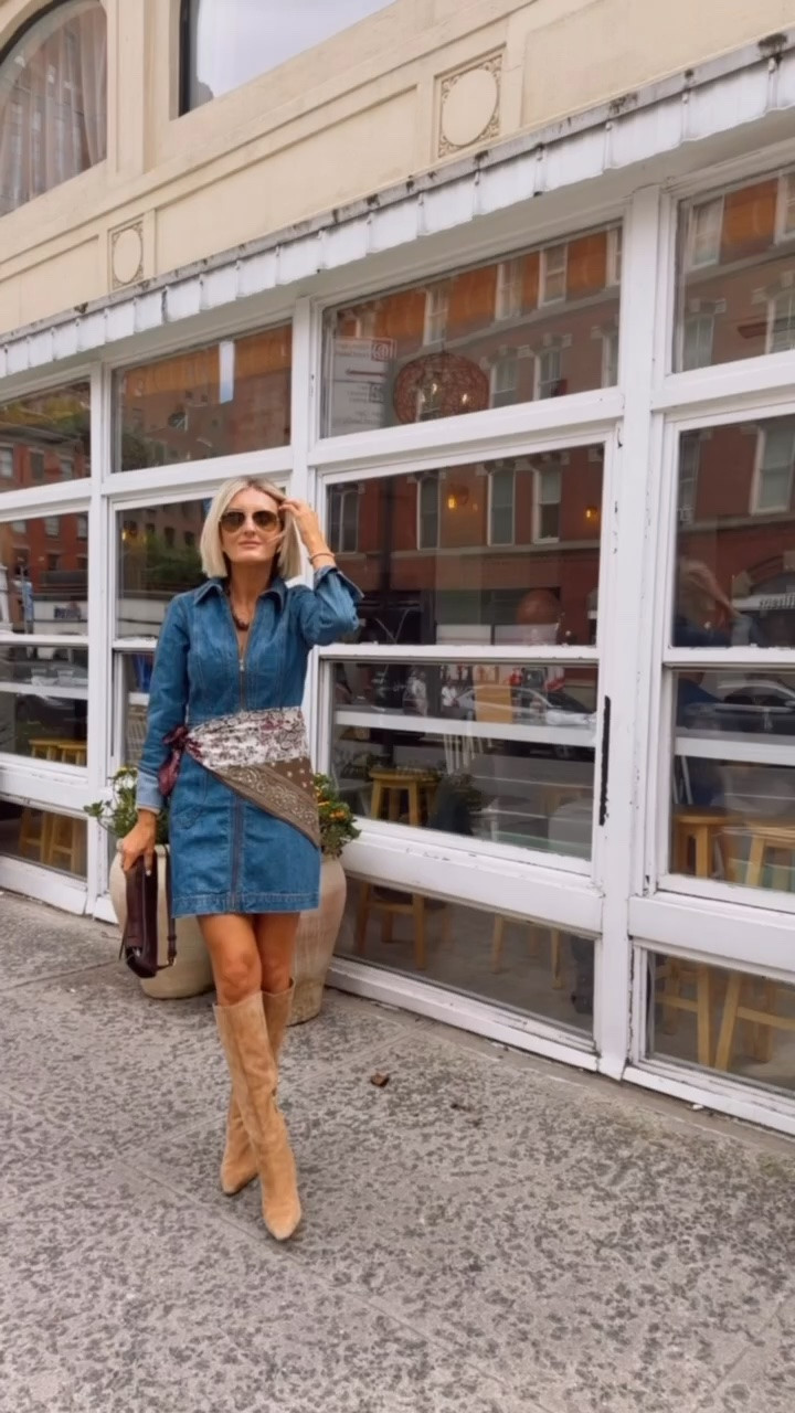 A denim dress is an easy fail safe look that you can add so many different accessories to! Wearing XS!

Loverly Grey, New York, denim dress, fall outfit, scarf styling 

#LTKSeasonal