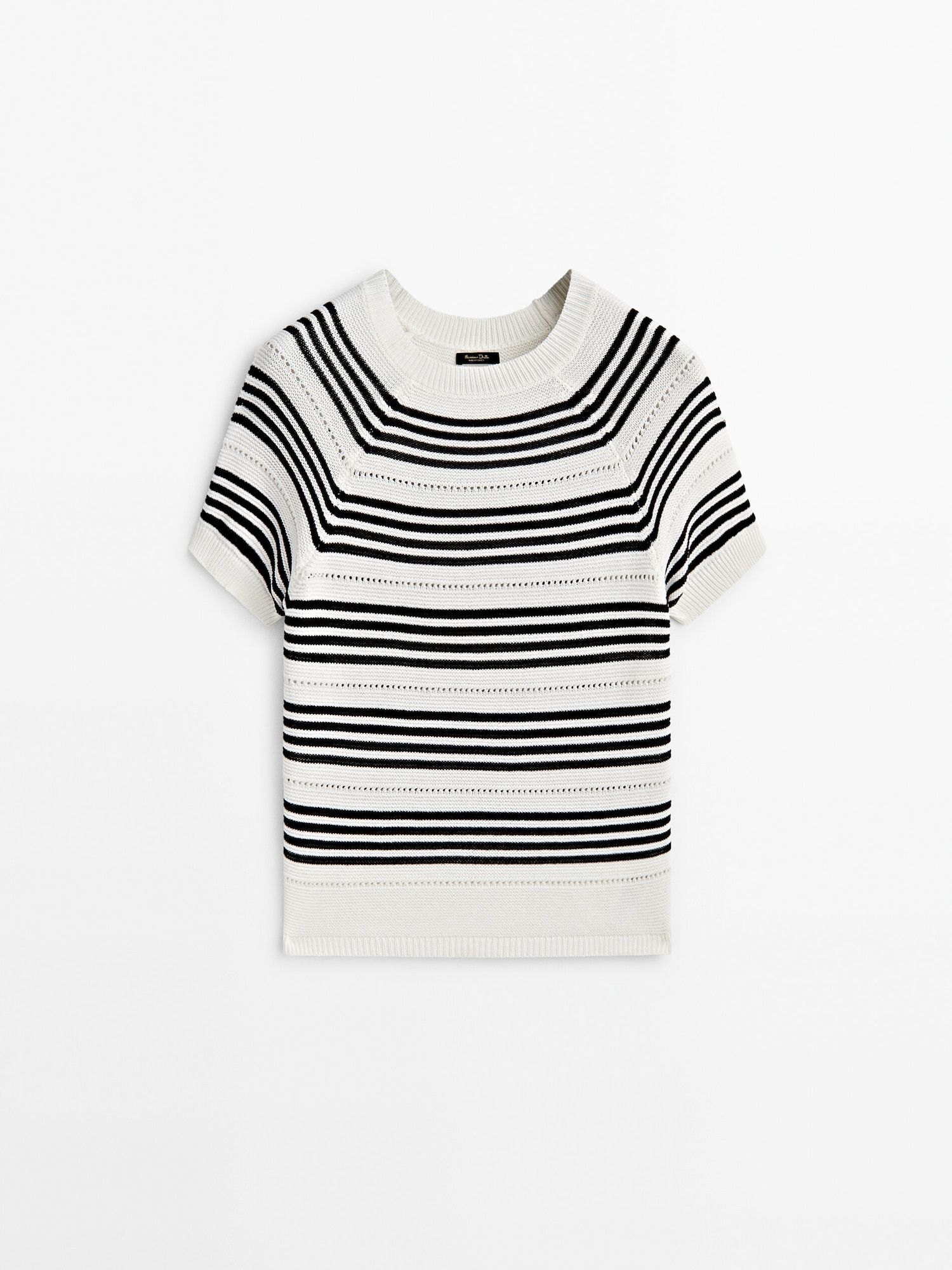 Textured short sleeve striped knit sweater | Massimo Dutti (US)