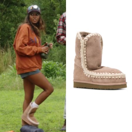 Ciara Miller’s Tan Whipstitch Boots 