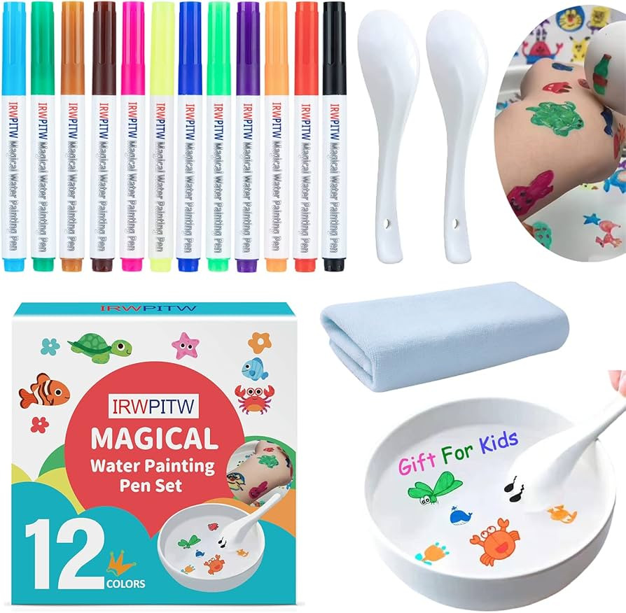 IRWPITW Magic Drawing Pen Bundle, 12 Colors Magical Water Painting Pens for Kids, Kiddies Create ... | Amazon (US)