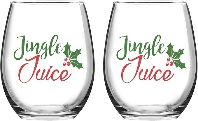 Jingle Juice Christmas Wine Glass, 15 Oz Funny Stemless Wine Glasses for Women Friends Men, Gift ... | Amazon (US)
