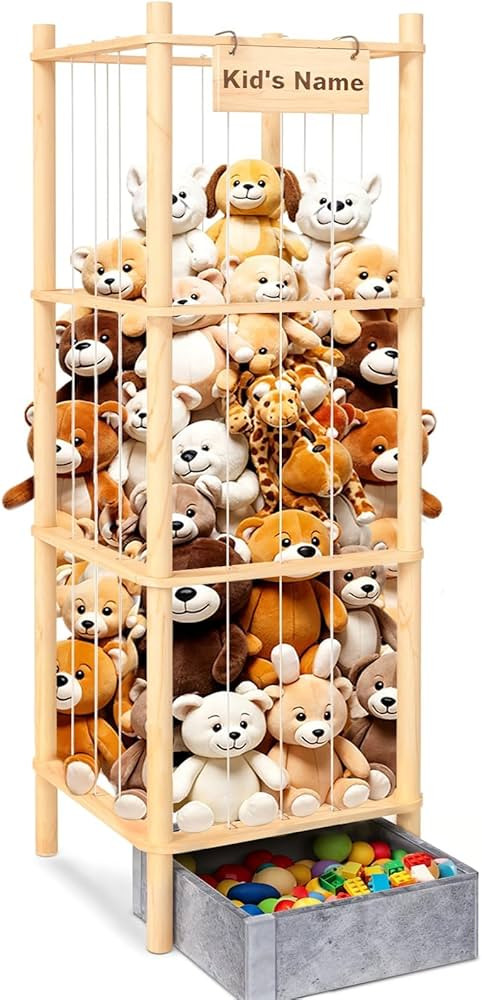Stuffed Animal Storage with Toys Tray, 57In Large Wooden Stuffy Plushies Storage Holder Extra Lar... | Amazon (US)
