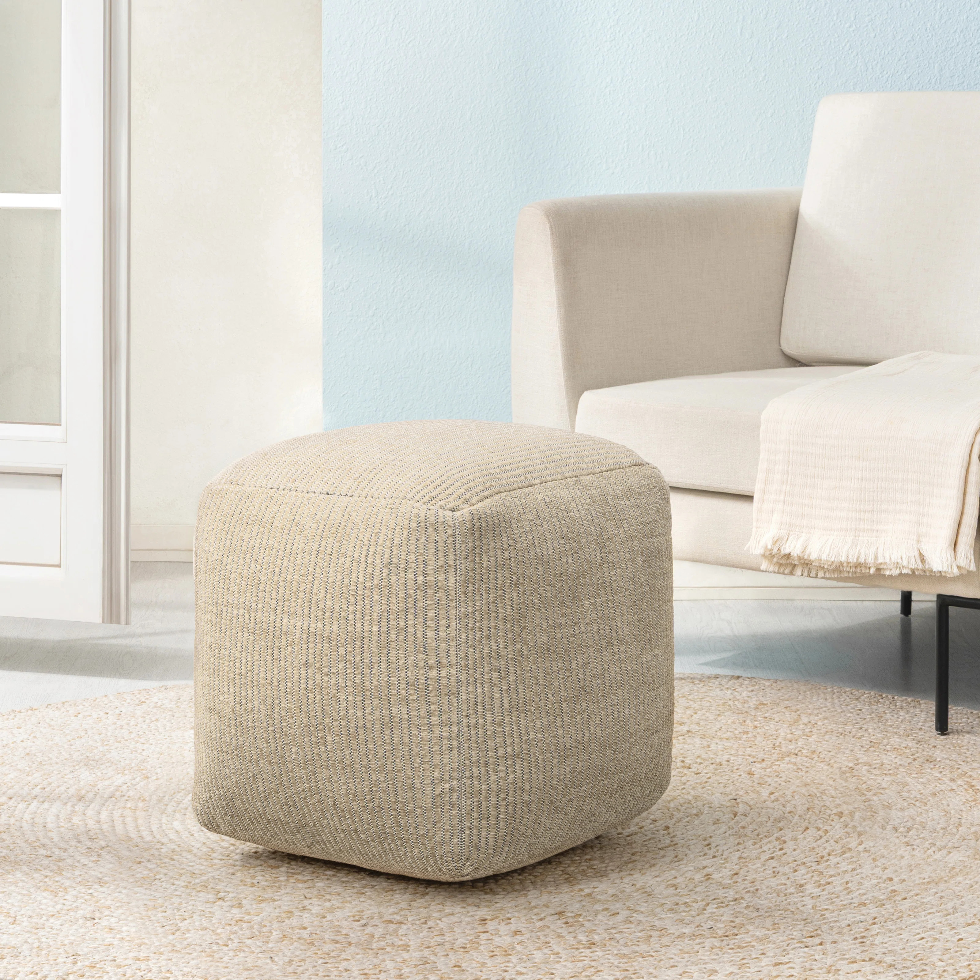 Marta Natural Upholstered Pouf Ottoman | Wayfair North America