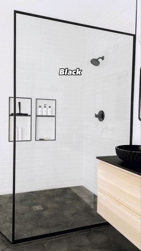 Black hardware - black light fixtures - black home decor - shower head - modern home - new construction - master bathroom - modern home   

#LTKhome #LTKVideo #LTKfindsunder50