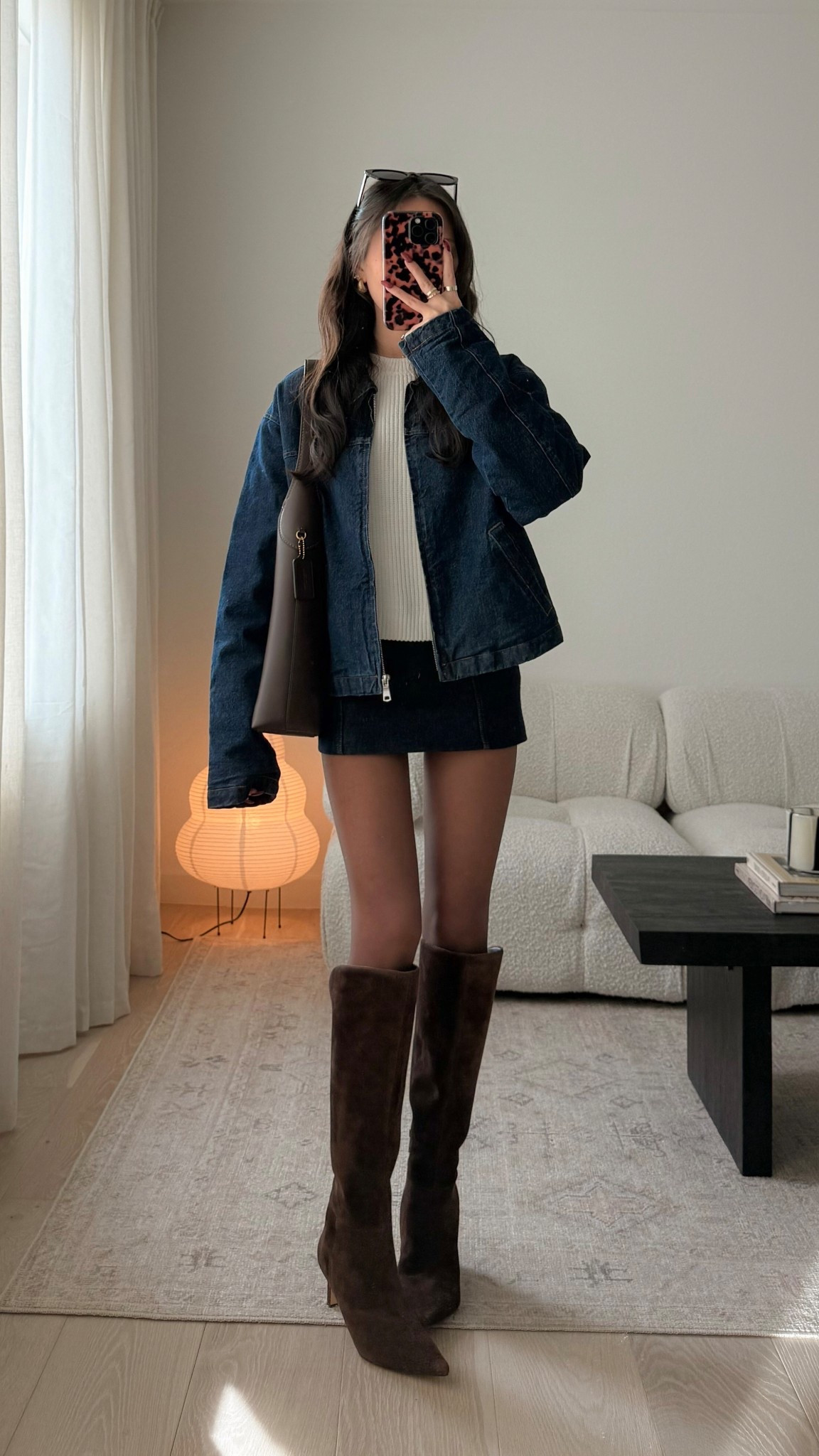 jacket is size xs, sweater is old hollister,
skirt is old h&m (linked similar dark wash denim skirts), tights are color mocha

#LTKootd