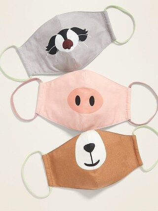 Variety 3-Pack of Triple-Layer Cloth Critter Face Masks (with Laundry Bag) for Kids | Old Navy (US)