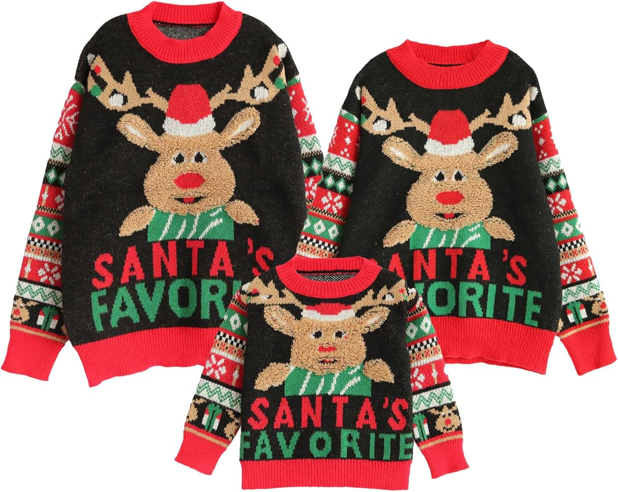 IFFEI Ugly Christmas Sweater for Women Men Kids Cute Family Matching Pullover Knit Jumpers for Ho... | Amazon (US)