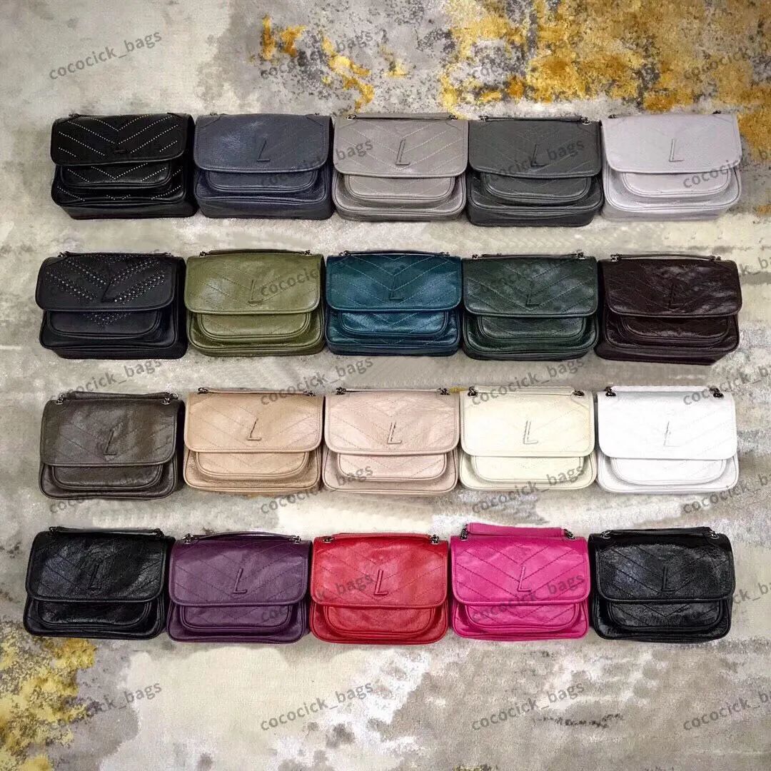 Luxury Designer Niki Medium Chain Shoulder Bag Medium Waxed Leather Shopping Handbag Wallet Tote ... | DHGate