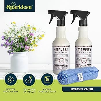 Mrs. Meyers Multi-Surface All Purpose Cleaner Set, Multi-Purpose Cleaner 2 Pack Spray and Cloth S... | Amazon (US)