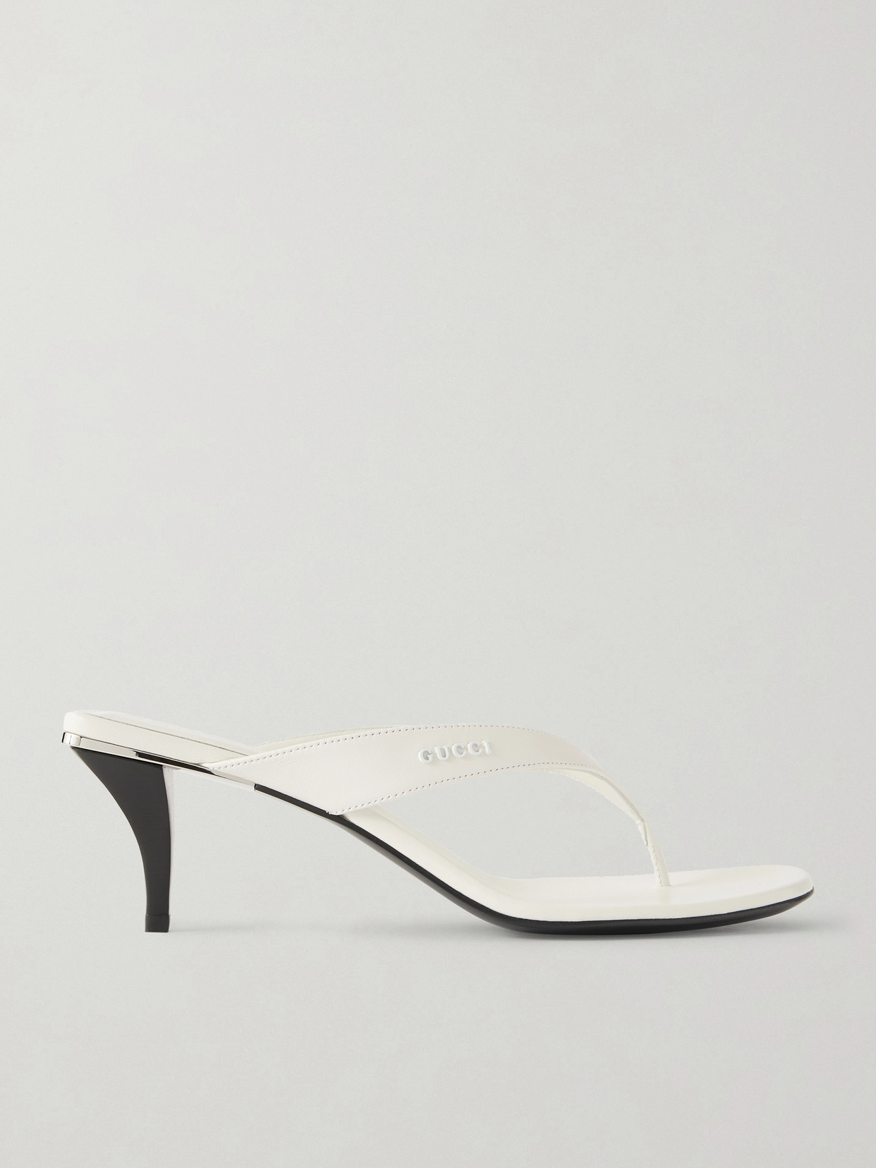 Gucci - Vittoria Logo-embellished Leather Thong Sandals - White | NET-A-PORTER (US)