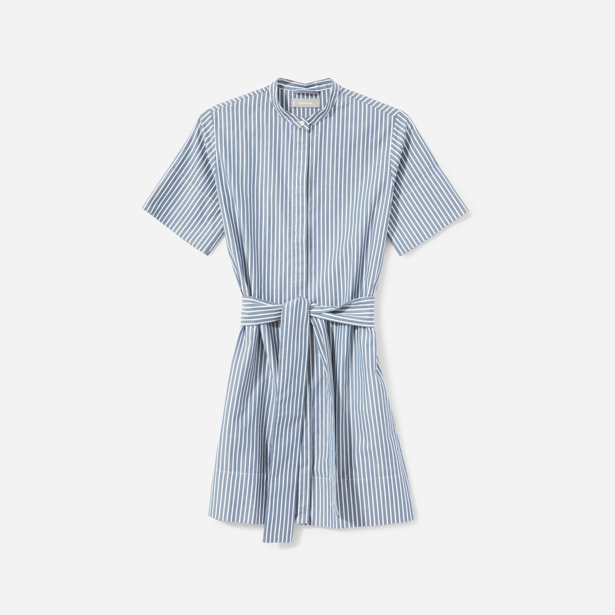 The Cotton Collarless Belted Shirtdress | Everlane