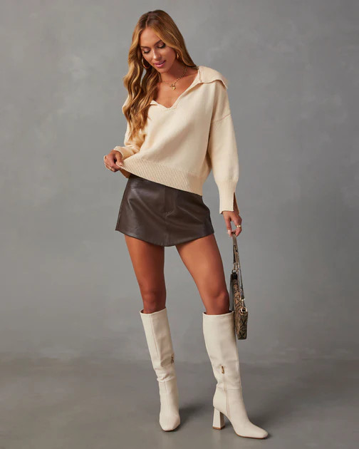 Avaleigh Collared Pullover Sweater - Ivory | VICI