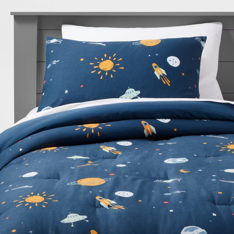 Space Cotton Comforter Set Navy - Pillowfort™ | Target