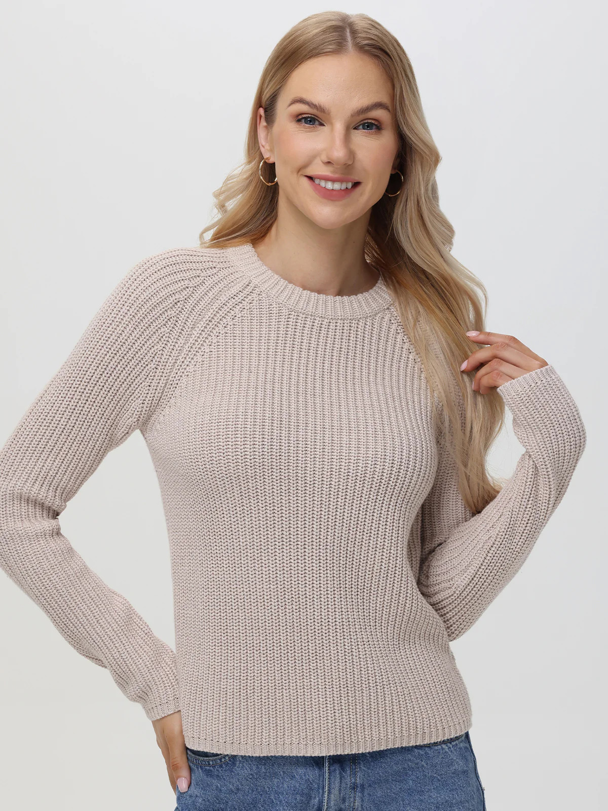 Jane: Crewneck Shaker Stitch Cotton Sweater | 525 America