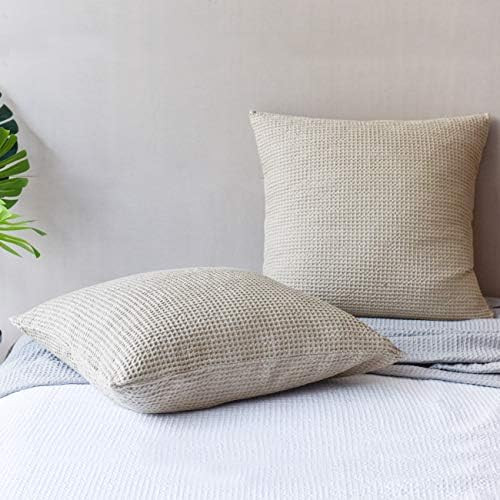 PHF 100% Cotton Waffle Textured Euro Sham, 26" x 26", Set of 2, Home Decorative Euro Throw Pillow... | Amazon (US)