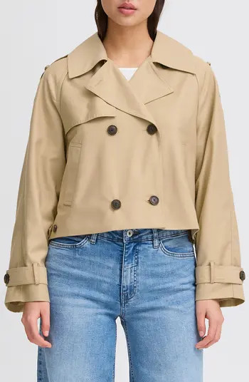 ICHI Cropped Trench Coat | Nordstrom | Nordstrom
