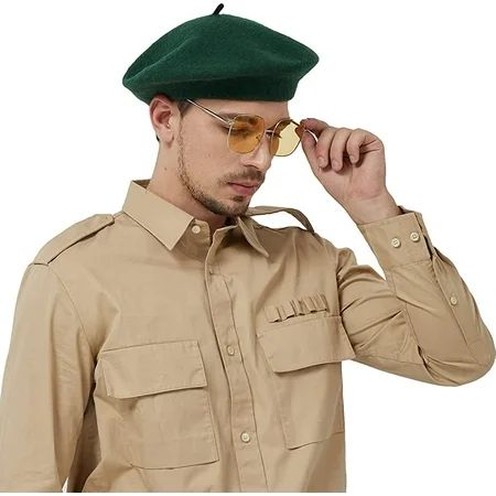 Wool Beret Big French Artist Hat for Men Women Military Beret Green Black Blue | Walmart (US)