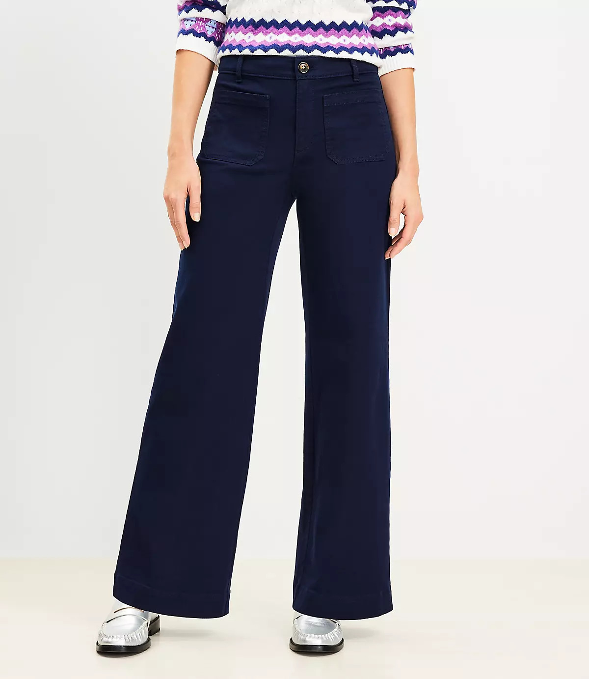 Petite Palmer Wide Leg Pants in Twill | LOFT