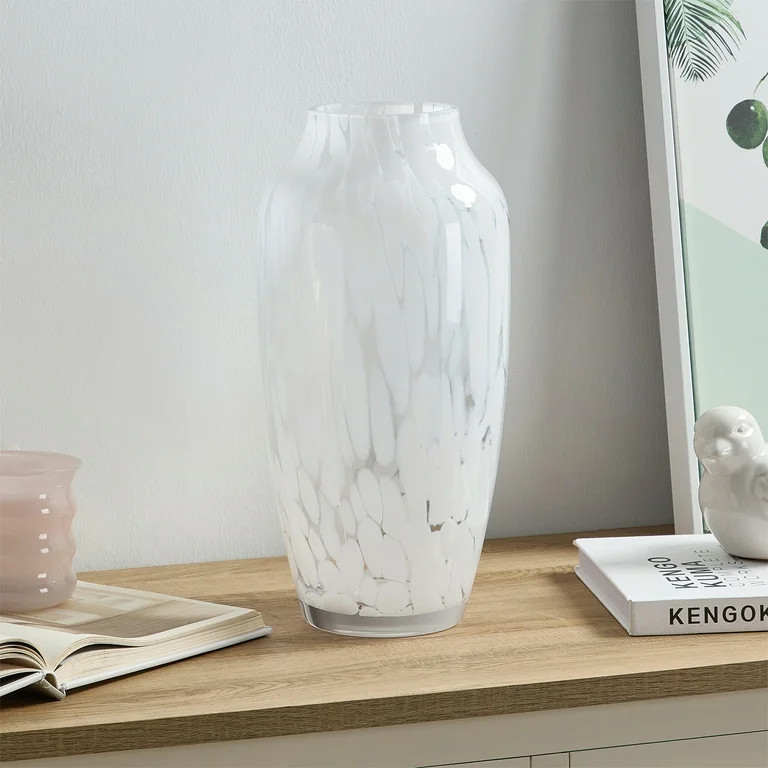 Home Decor Collection 13'' Tall White Painted Glass Bouquet Vase | Walmart (US)