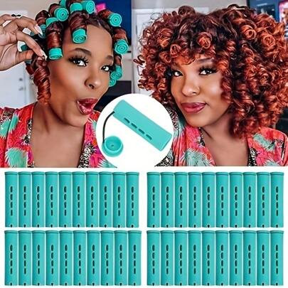10/20/40pcs Green Perm Rods For Natural Hair, Cold Wave Rods Hair Roller Curlers, DIY Hair Stying Tools For Women | SHEIN