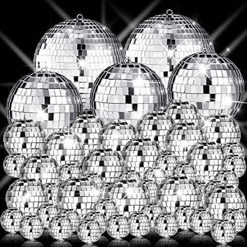 Amazon.com: 50 Pcs Disco Balls Ornaments Mini Disco Balls Silver Hanging Decorations Reflective M... | Amazon (US)