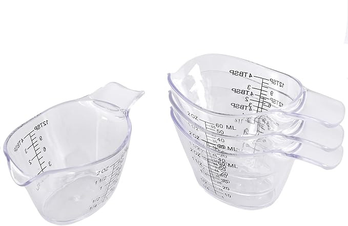 4 Pack Small Measuring Cups, 2oz/60ml Mini Measuring Cup with tsp/Tbsp/oz/ml Markings, Clear Easy... | Amazon (US)