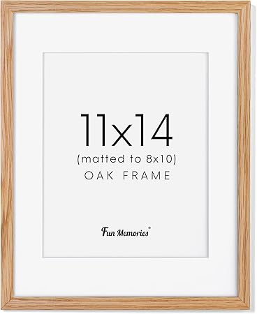 11x14 Picture Frame, 11 x 14 Oak Picture Frame with Real Glass, 11"x14" Wood Frames for Wall Disp... | Amazon (US)