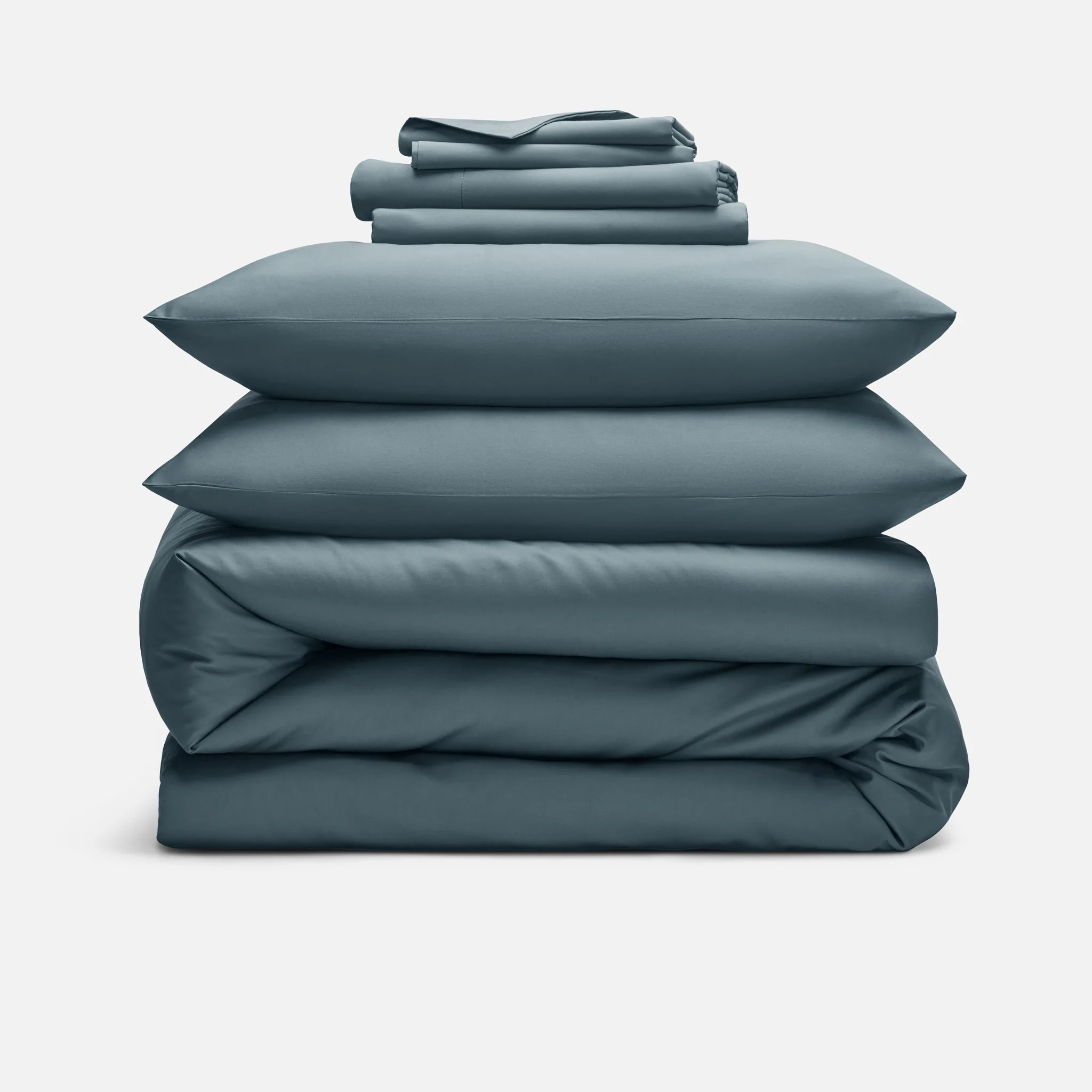 Brooklinen Luxe Sateen Hardcore Sheet Bundle size King in Aegean | Brooklinen