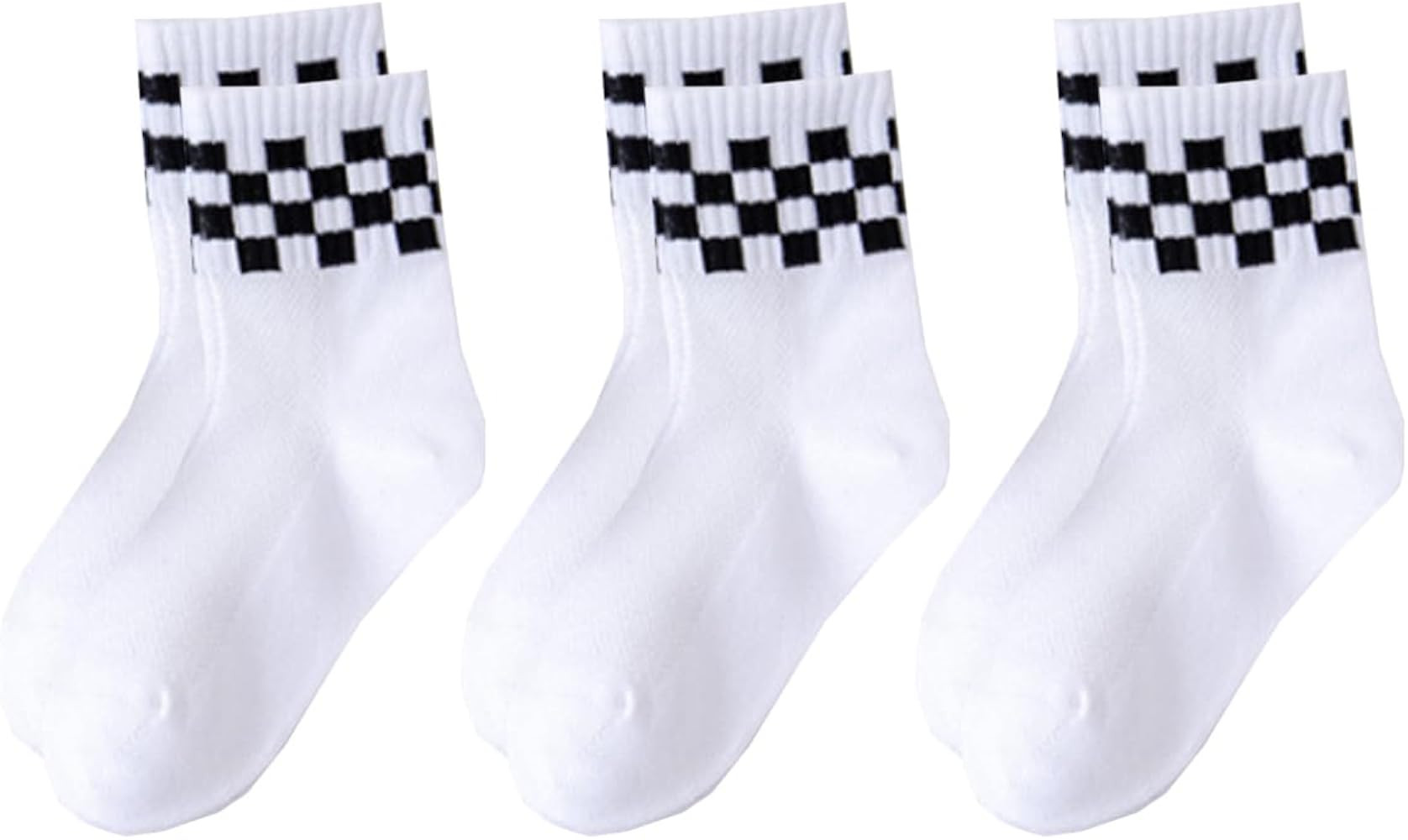 UQ Kids Boys Girls Cotton Socks Colorful Checkered Novelty Crew Socks for Teens 3 Pairs | Amazon (US)