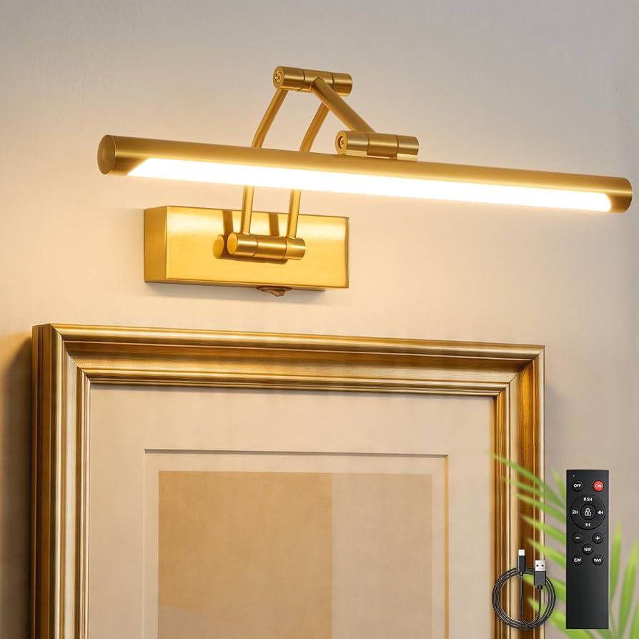 ZitoStory Picture Lights for Wall Battery Operated, (Gold, 16in) Rechargeable Art Light for Painting,Modern wall Lights for Pictures,Dimmable Gallery Artwork Lights for Pictures On Wall | Amazon (US)