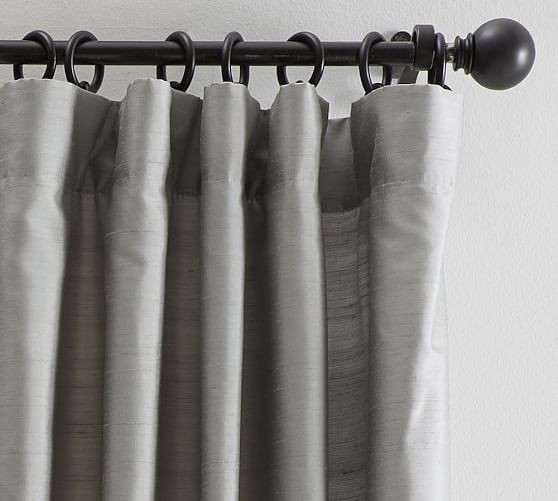Dupioni Silk Pole-Pocket Blackout Curtain - Flagstone | Pottery Barn (US)