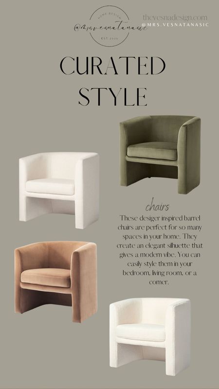 Curated Style by me for you! These barrel chairs are such a statement & now available in a new color.
 

Follow @mrs.vesnatanasic on Instagram for daily home decor, interior design, styling & daily inspiration weekend sale, studio mcgee x target new arrivals, coming soon, new collection, fall collection, spring decor, console table, bedroom furniture, dining chair, counter stools, end table, side table, nightstands, framed art, art, wall decor, rugs, area rugs, target finds, target deal days, outdoor decor, patio, porch decor, sale alert, dyson cordless vac, cordless vacuum cleaner, tj maxx, loloi, cane furniture, cane chair, pillows, throw pillow, arch mirror, gold mirror, brass mirror, vanity, lamps, world market, weekend sales, opalhouse, target, jungalow, boho, wayfair finds, sofa, couch, dining room, high end look for less, kirkland’s, cane, wicker, rattan, coastal, lamp, high end look for less, studio mcgee, McKee and co, target, world market, sofas, couch, living room, bedroom, bedroom styling, loveseat, bench, magnolia, joanna gaines, pillows, pb, pottery barn, nightstand, cane furniture, throw blanket, console table, target, joanna gaines, hearth & hand, arch, cabinet, lamp, cane cabinet, amazon home, world market, arch cabinet, black cabinet, crate & barrel, pottery barn, mcgee & co, entryway, foyer, rug, wood table, sale alert, pedestal table, round table, floor lamp, chair, vase, vintage, antique vase, vessel, cb2, home goods, arhaus, master bedroom, primary bedroom, penn chair, west elm. 

#LTKhome #LTKFind #LTKstyletip