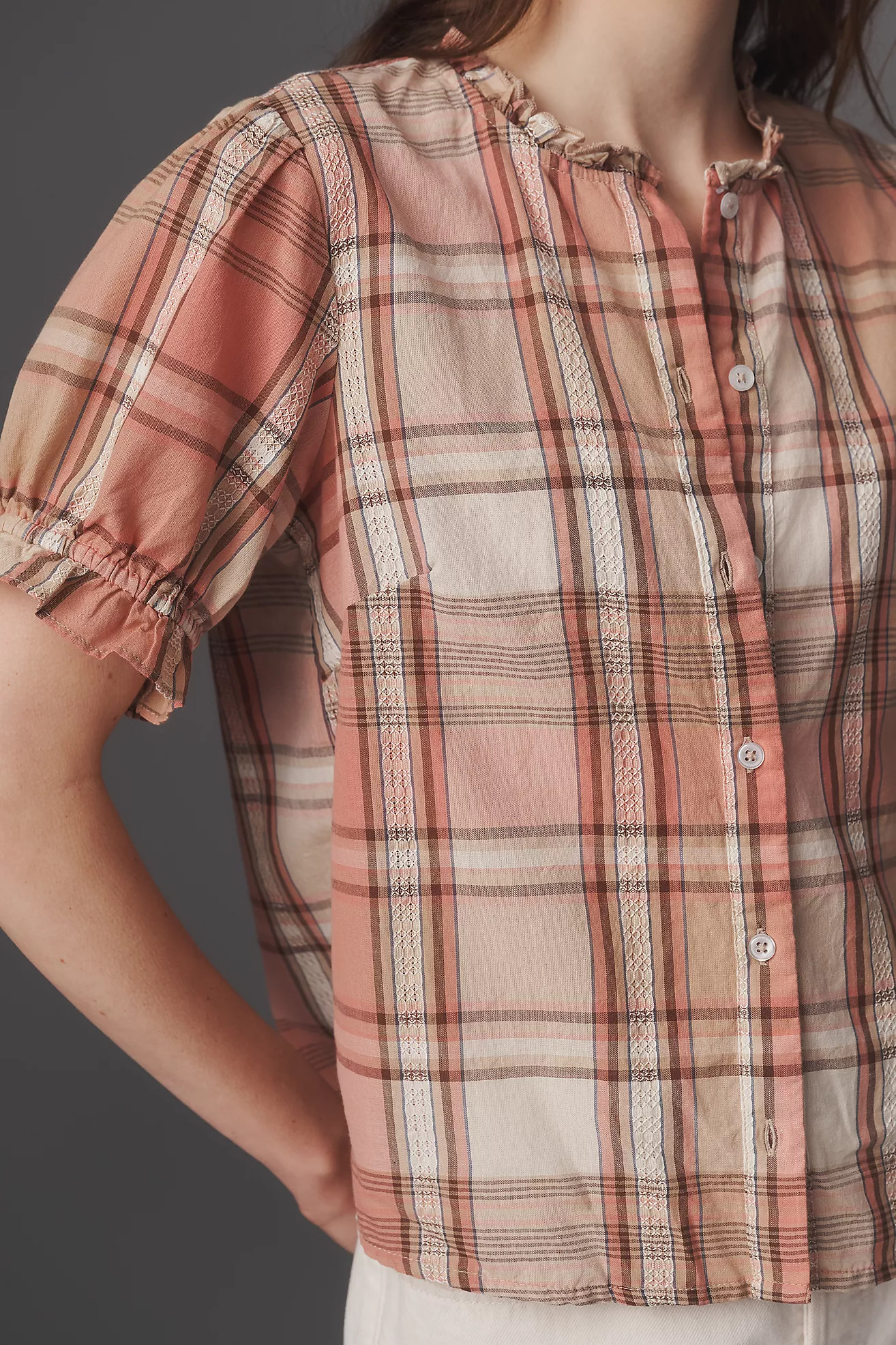 By Anthropologie Cotton Puff-Sleeve Buttondown Shirt | Anthropologie (US)