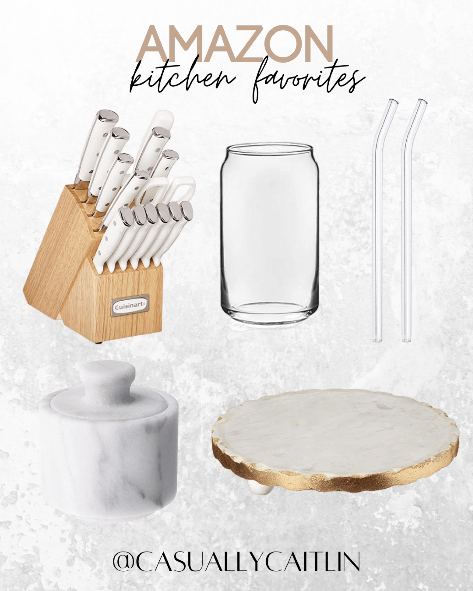 Amazon kitchen favorites 🤍

White knife set, kitchen knife set, beer can glasses, glass straws, marble dish, marble tray. amazon kitchen finds, affordable kitchen finds 

#LTKFindsUnder100 #LTKFindsUnder50 #LTKHome