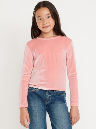 Long-Sleeve Velvet Textured-Dots Top for Girls | Old Navy (US)
