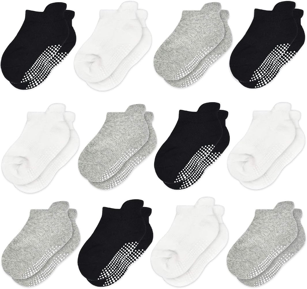 Tphon Non Slip Toddler Socks 12 Pairs Infant Baby Kids Grip Socks for Boy Girls Anti Skid Ankle S... | Amazon (US)