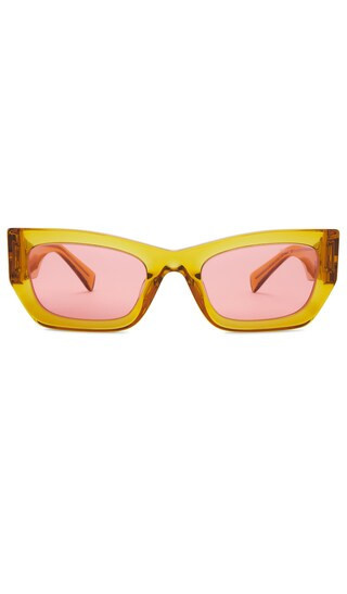 Miu Miu Rectangle Sunglasses in Orange. | Revolve Clothing (Global)