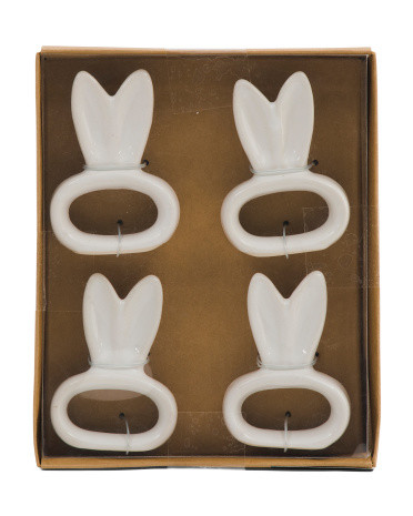 Set Of 4 Ceramic Bunny Ear Napkin Rings | Marshalls
