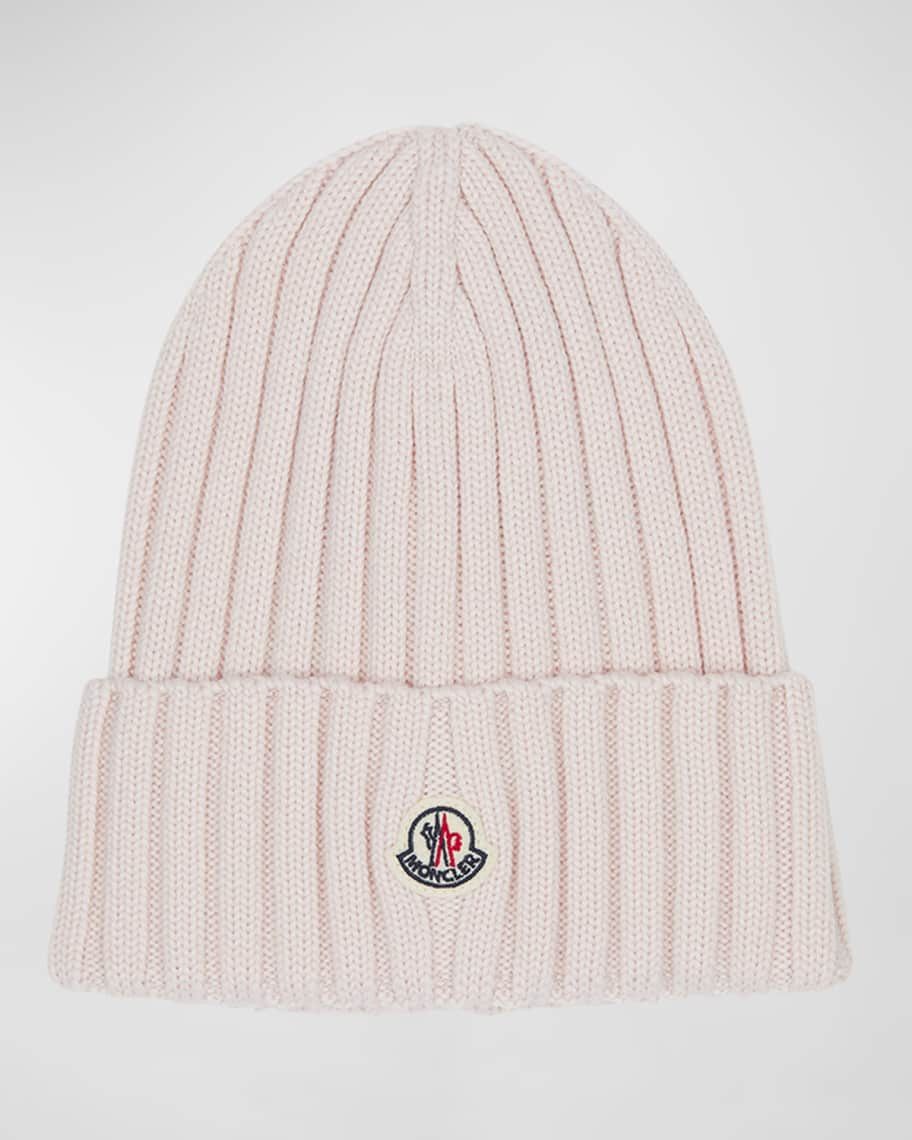Moncler Ribbed Wool Beanie w/ Logo | Neiman Marcus
