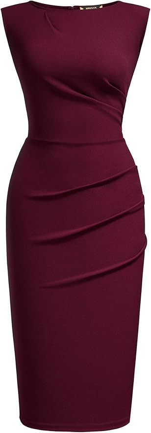 Miusol Women's Retro Ruffle Style Slim Work Pencil Dress | Amazon (US)