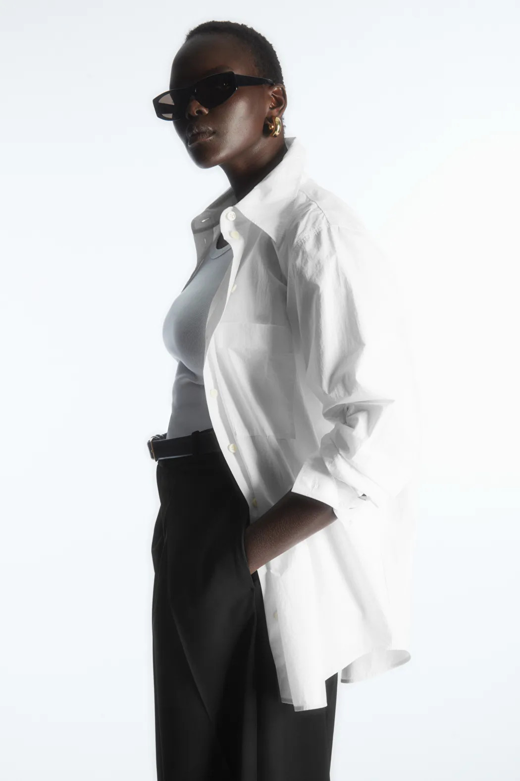 OVERSIZED LONG-SLEEVE SHIRT - White - Shirts - COS | COS (US)