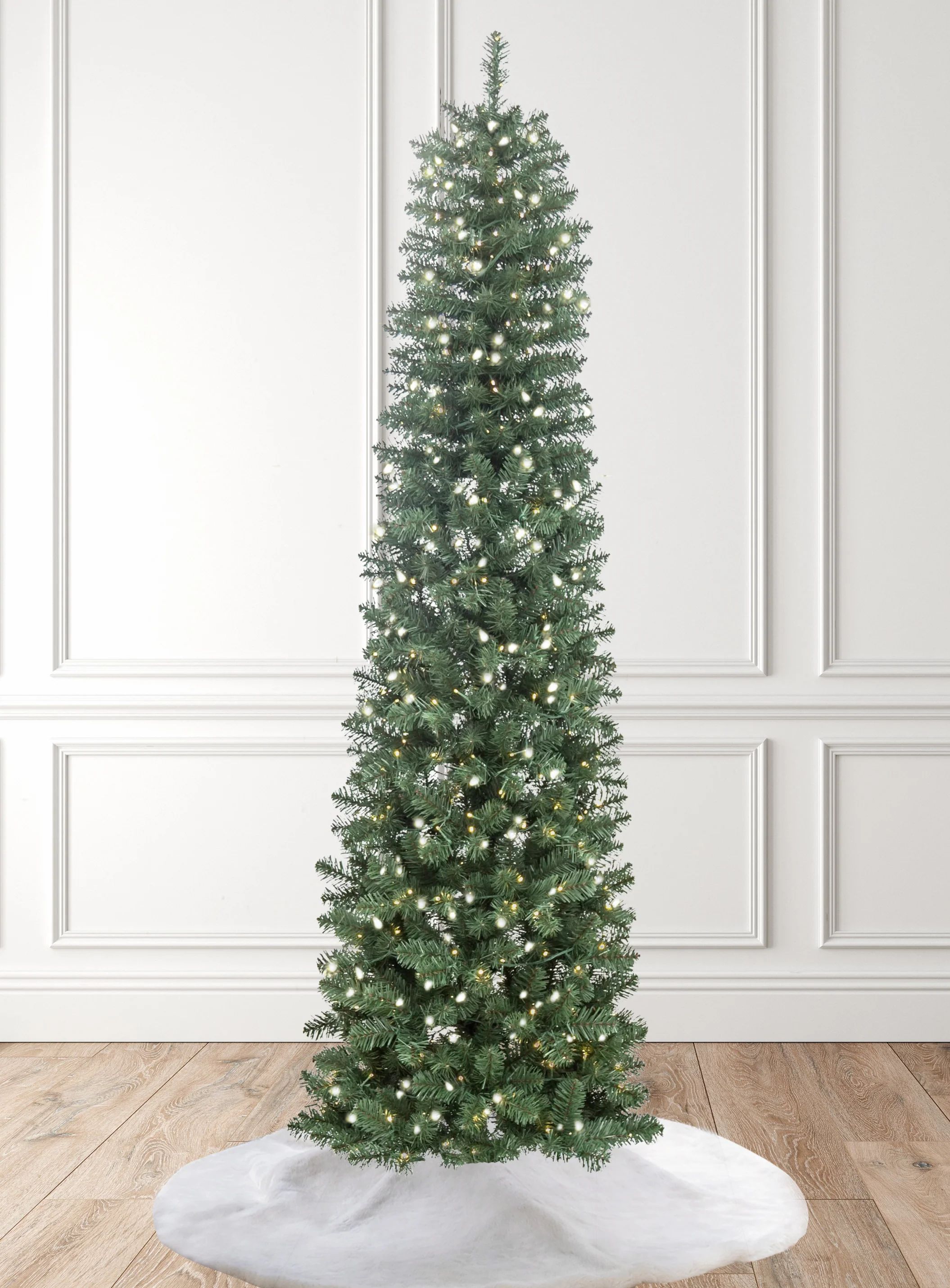 7' Hancock Spruce Pencil Artificial Christmas Tree 400 Warm White Led Lights | King of Christmas