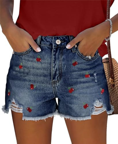 onlypuff Womens Jean Shorts Black Cut Off Denim Shorts High Waisted Jean Shorts Ripped Distressed M | Amazon (US)