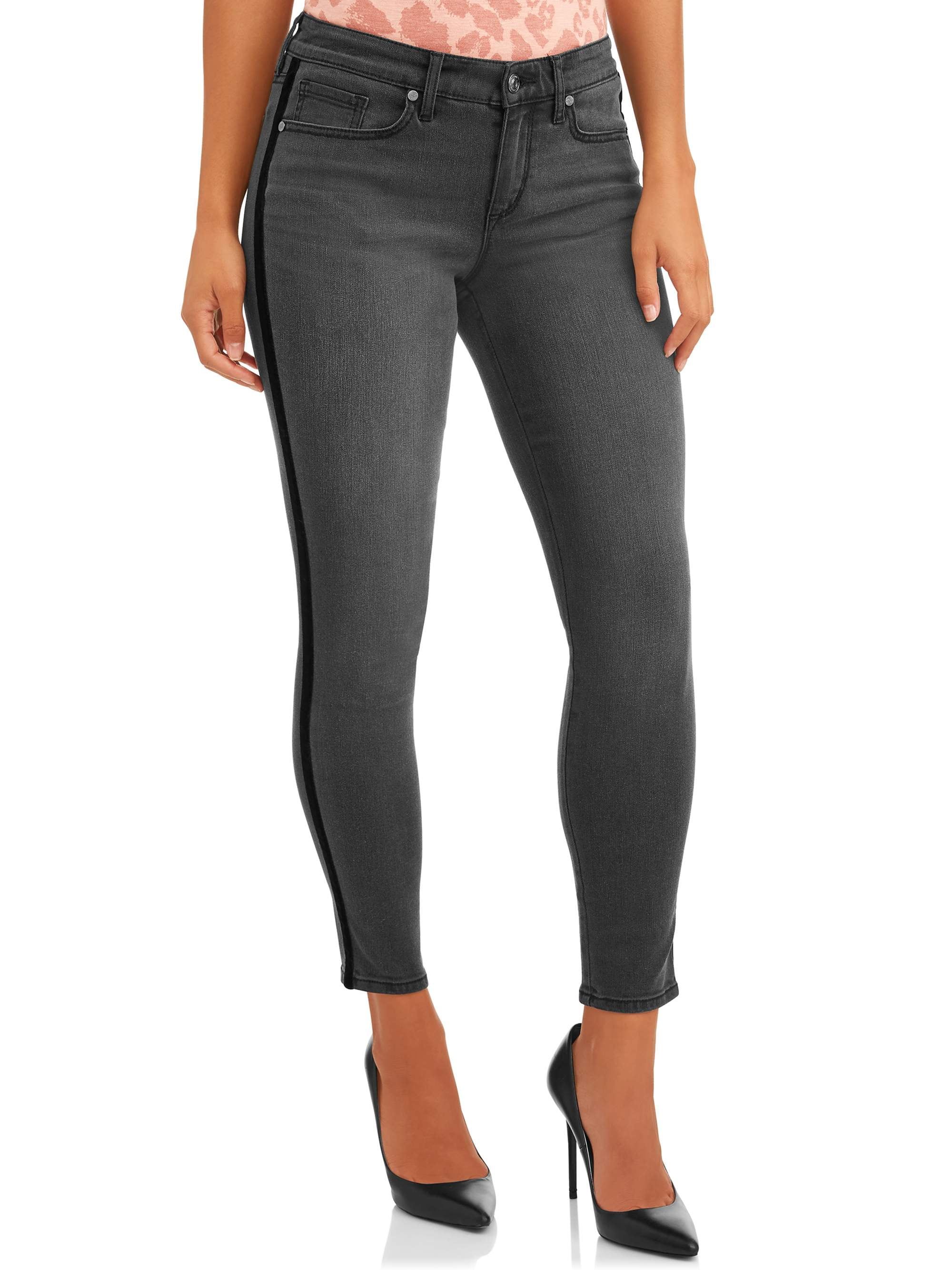 Sofia Jeans Sofia Skinny Velvet Side Stripe Mid Rise Stretch Ankle Jean Women's (Grey) | Walmart (US)