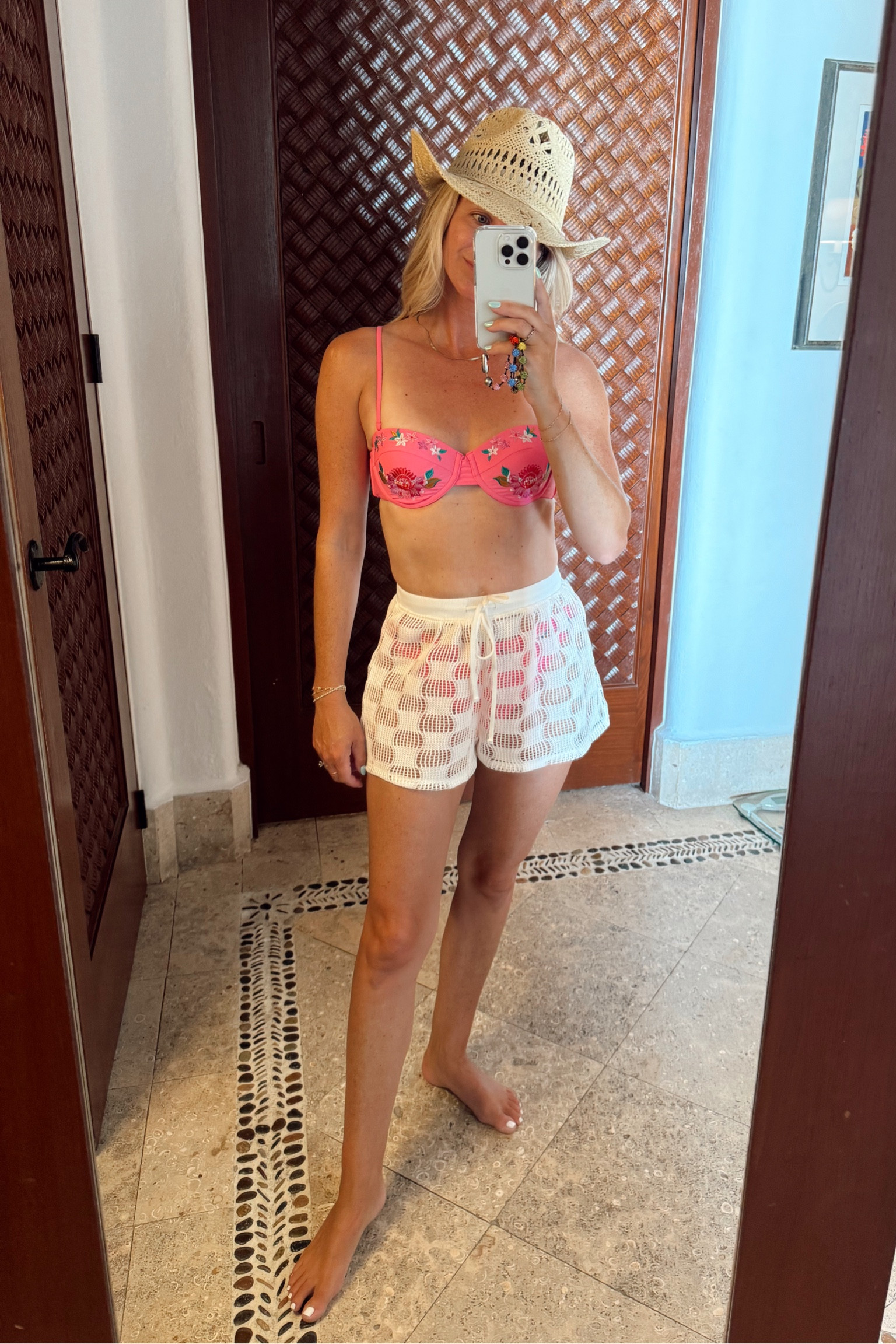 Love this hot pink crocheted bikini and target coverup shorts. Cabo outfit  

#LTKSeasonal #LTKSwim #LTKTravel