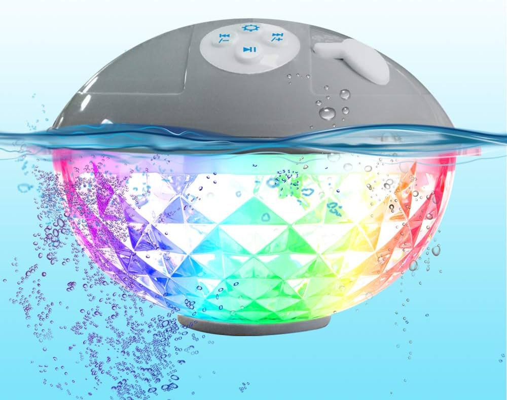 Floating Pool Speakers with Colorful Lights, IP68 Waterproof Bluetooth Speaker for Pool, Crystal ... | Amazon (US)