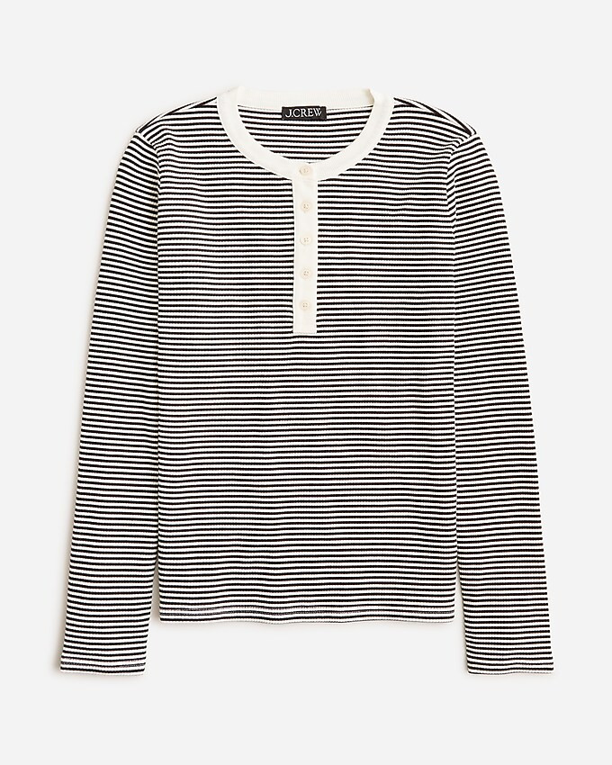Vintage rib long-sleeve henley T-shirt in stripe | J. Crew US