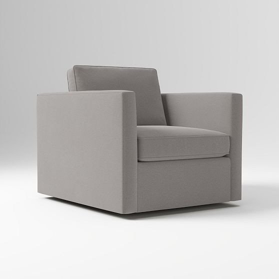 Harris Swivel Chair, Astor Velvet Graphite | West Elm (US)