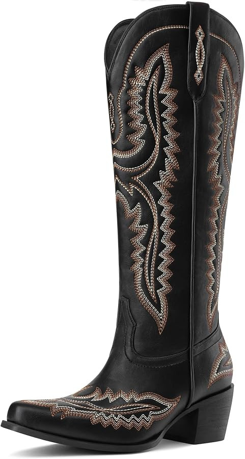 MUCCCUTE Cowboy Boots for Women Cowgirl Boots Western Knee High Pointed Toe with Classic Embroide... | Amazon (US)